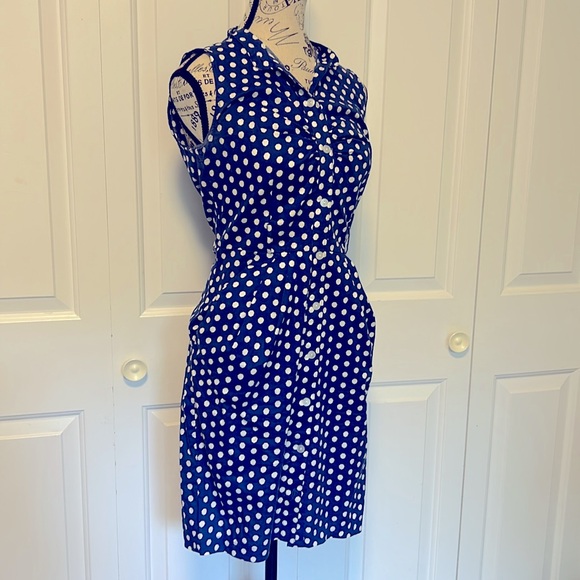 Classic Pin-Up Blue & White Polka Dot Pencil Press - Picture 4 of 5